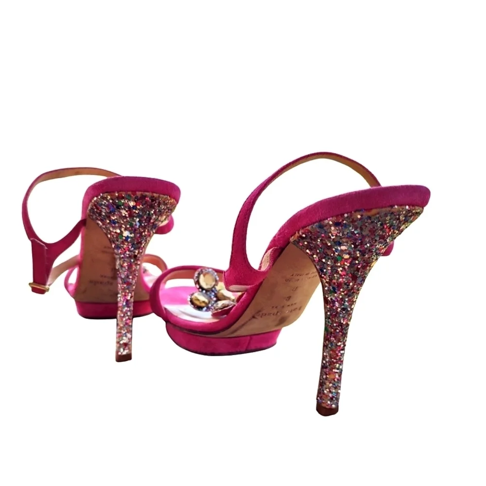 Kate Spade Elegant Pink Suede Stiletto Heels with Glitter Accents